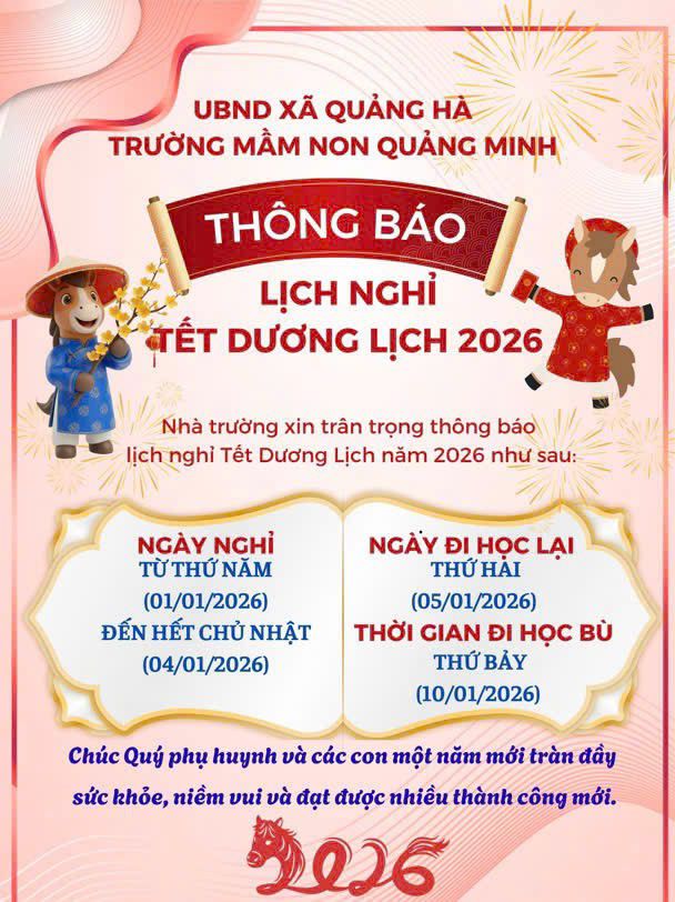 Thông báo nghỉ Tết dương
